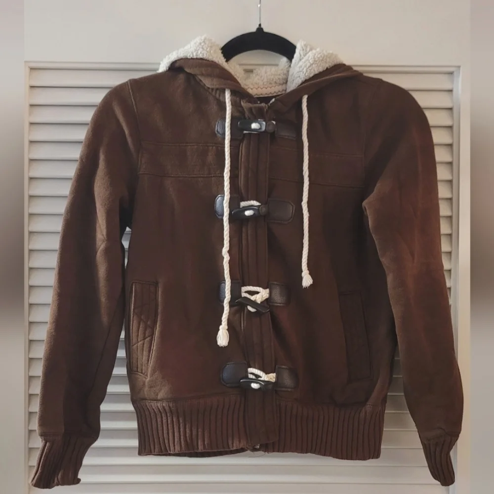 Old Navy- Sherpa Lined Hood Hoodie Jacket With Zipper/Toggle Buttons & Pockets